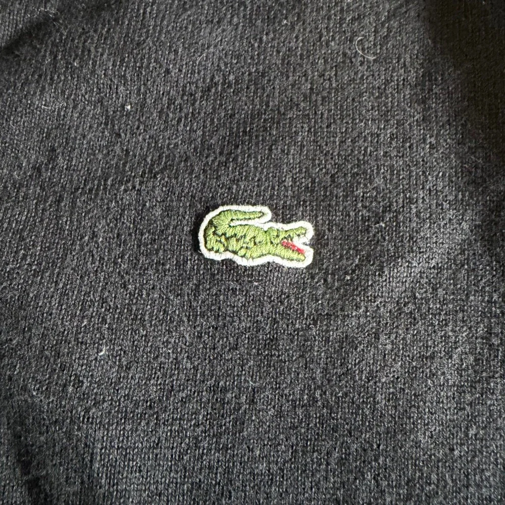 Lacoste V-Neck Sweater Mens 5 Large Black Cotton French Classic Comfort Logo